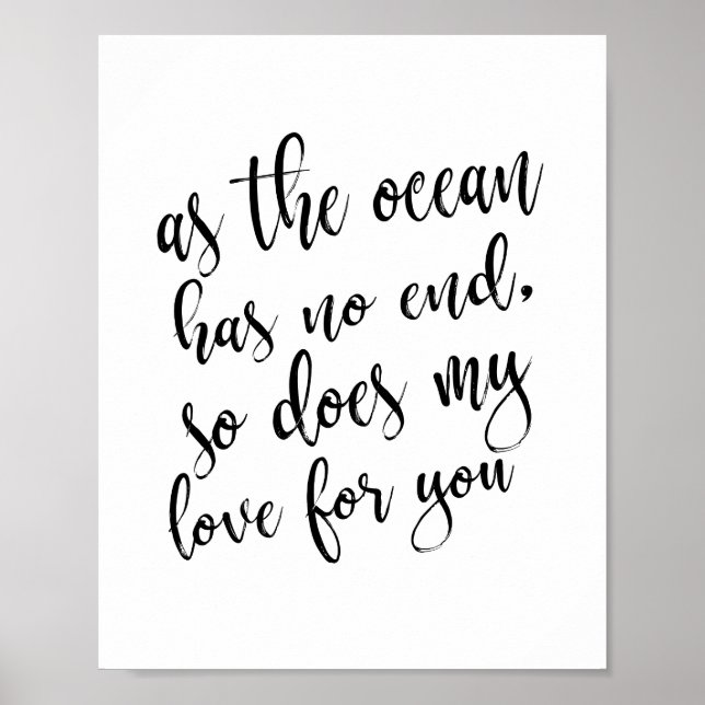 Affiches Panneau de mariage plage 8x10 'Comme l'océan n'a p (Devant)