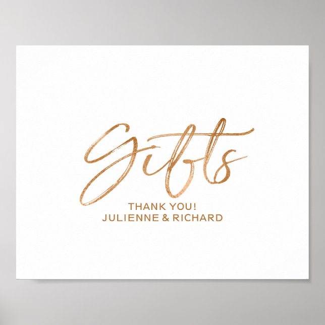 Affiches Panneau de mariage rose gold écriture stylée 8x10  (Devant)