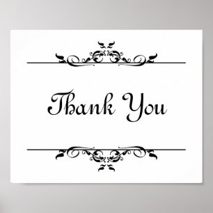 Affiches Panneau de mariage Thank You elegant scroll pour p