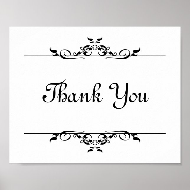 Affiches Panneau de mariage Thank You elegant scroll pour p (Devant)