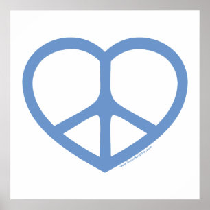 Affiches Panneau de paix, Coeur bleu de l'amour