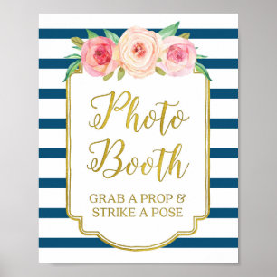 Affiches Panneau de Photomaton Rayures Rose Or Bleu Marine