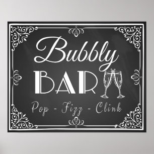 Affiches Panneau de signalisation "Bubbly Bar" Mariage pers