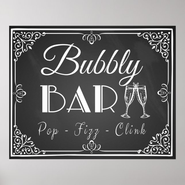 Affiches Panneau de signalisation "Bubbly Bar" Mariage pers (Devant)