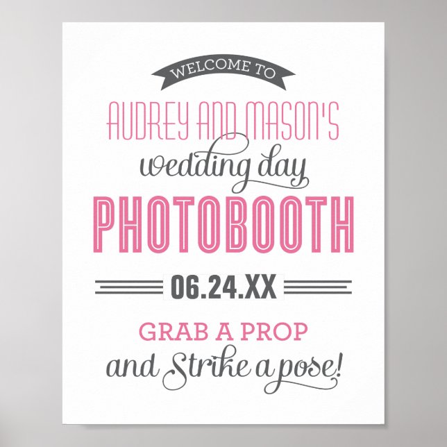 Affiches Panneau de signalisation de photomaton de mariage  (Devant)