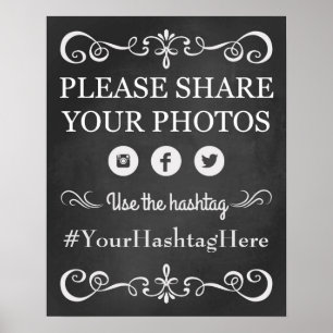 Affiches Panneau de signalisation Mariage Social Media Hash