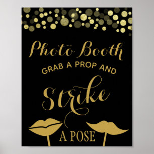 Affiches Panneau de stand photo Gold & Black pour fête ou m