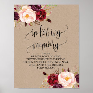 Affiches Panneau de table commémoratif de mariage à la mémo
