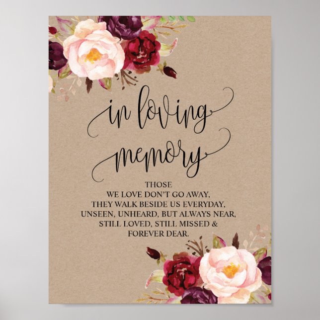 Affiches Panneau de table commémoratif de mariage à la mémo (Devant)