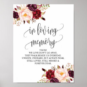 Affiches Panneau de table commémoratif de mariage v10 en so