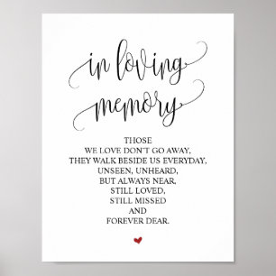 Affiches Panneau de table de mariage à la mémoire v3