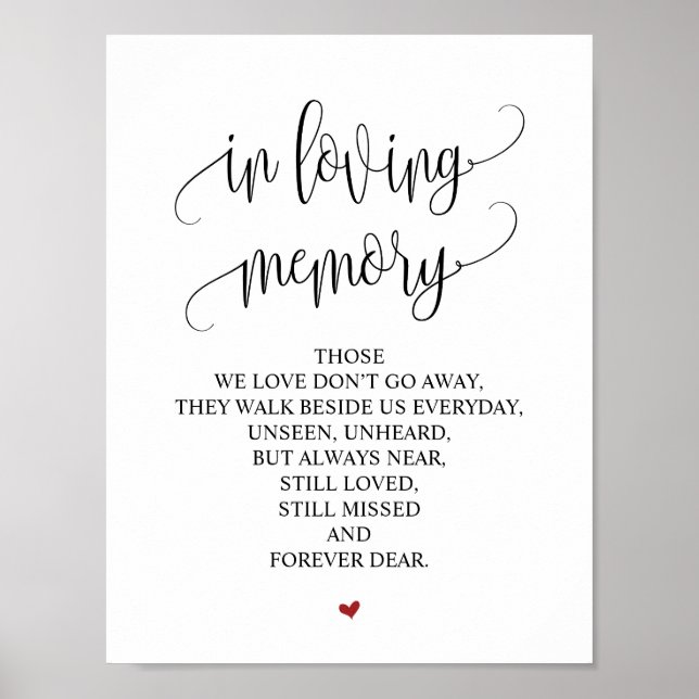 Affiches Panneau de table de mariage à la mémoire v3 (Devant)