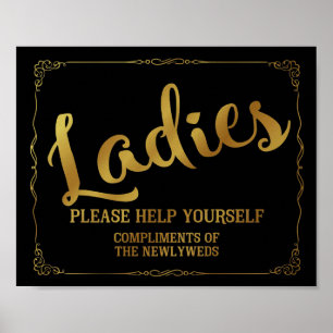 Affiches Panneau de toilettes pour dames - panier d'article