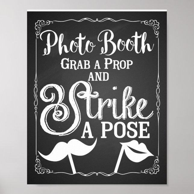 Affiches Panneau élégant de photomaton de mariage (Devant)