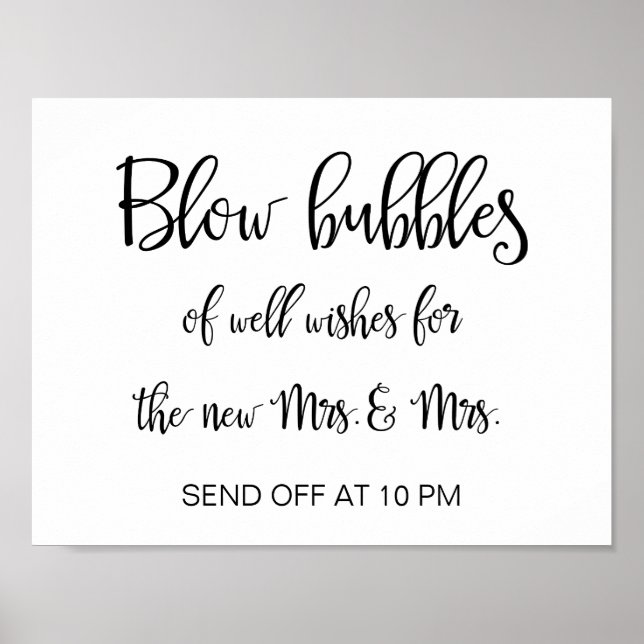Affiches Panneau Lesbienne Mariage Bubbles | Calligraphie (Devant)