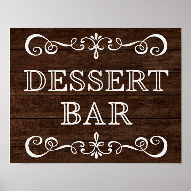 Affiches Panneau mariage - Bar-dessert Panneau Rustique Mar (Devant)