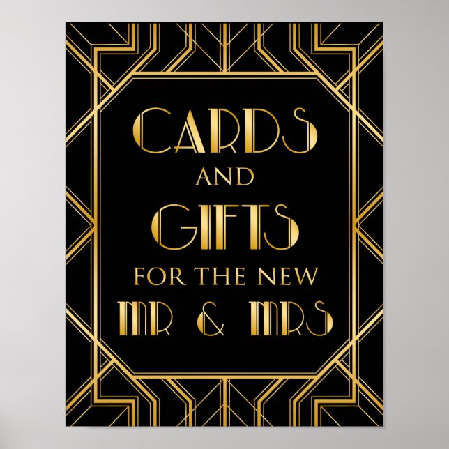 Affiches Panneau Mariage Cartes et Cadeaux | Gatsby Art Déc (Devant)