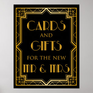 Affiches Panneau Mariage Cartes et Cadeaux   Gatsby Art Déc