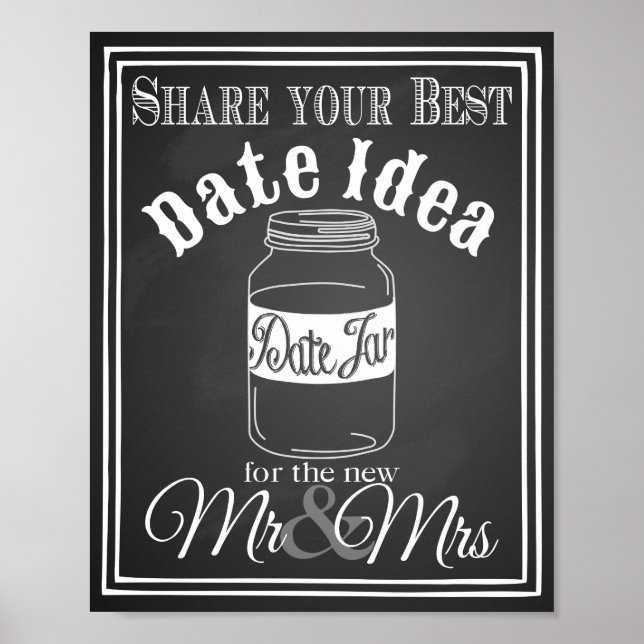 Affiches Panneau mariage "Date jar guest book" panneau de s (Devant)