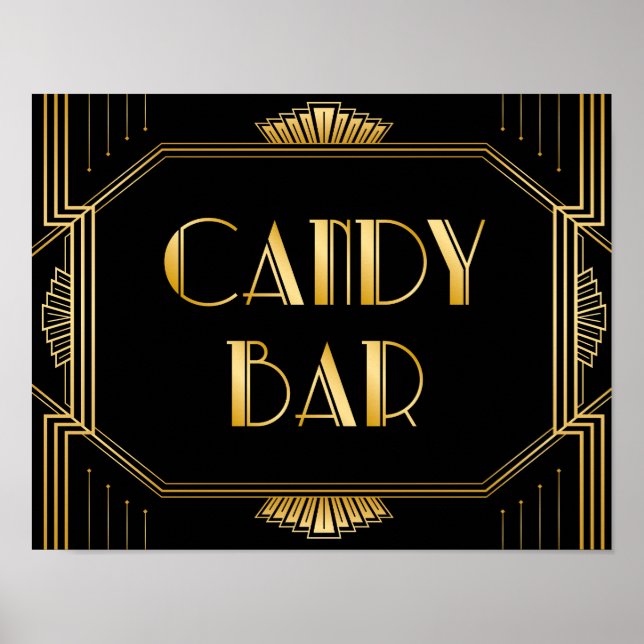 Affiches Panneau Mariage de la barre de bonbons | Gatsby Ar (Devant)
