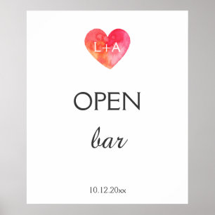 Affiches Panneau Mariage de la barre ouvert ou personnalisé