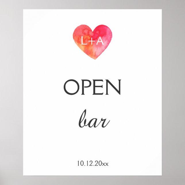 Affiches Panneau Mariage de la barre ouvert ou personnalisé (Devant)