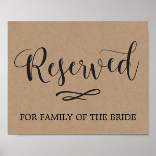 Affiches Panneau Mariage de la calligraphie Kraft réservée