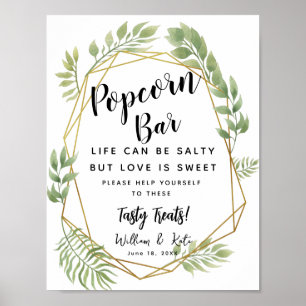 Affiches Panneau mariage du bar Popcorn vert cristal