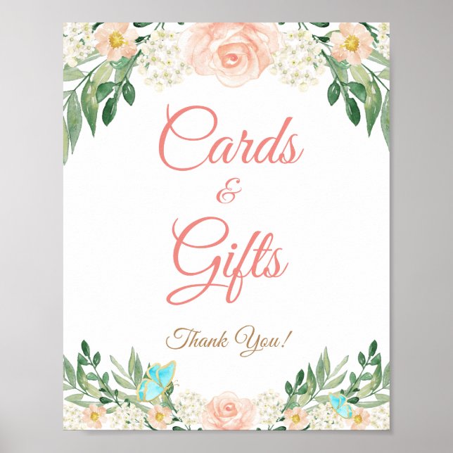 Affiches Panneau Mariage floral des cartes et des cadeaux (Devant)