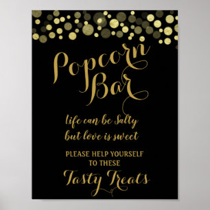 Affiches Panneau mariage Gold & Black Popcorn Bar