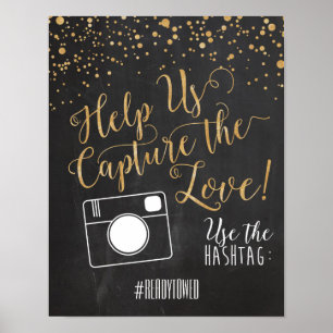Affiches Panneau mariage Hashtag