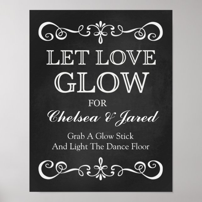 Affiches Panneau mariage - Let Love Glow Mariage Chalkboard (Devant)