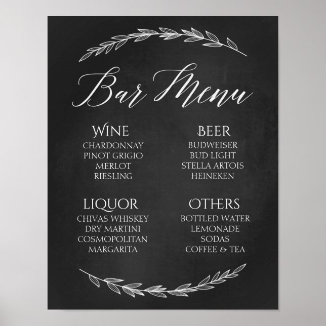 Affiches Panneau mariage - Menu Barre - Panneau de signalis (Devant)