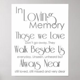 Affiches Panneau Mariage Silver Grey In Love Memory