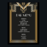 Affiches Panneau MENU BARRE | Grand mariage inspiré Gatsby<br><div class="desc">Idéal pour vos fêtes et mariages ! Autres options sur : http://www.zazzle.com/designbyredline</div>