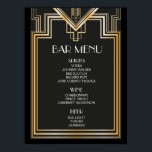 Affiches Panneau MENU BARRE | Grand mariage inspiré Gatsby<br><div class="desc">Idéal pour vos fêtes et mariages ! Autres options sur : http://www.zazzle.com/designbyredline</div>