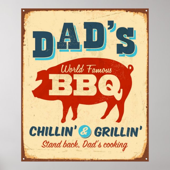 Affiches Panneau métallique vintage - BBQ papa (Devant)