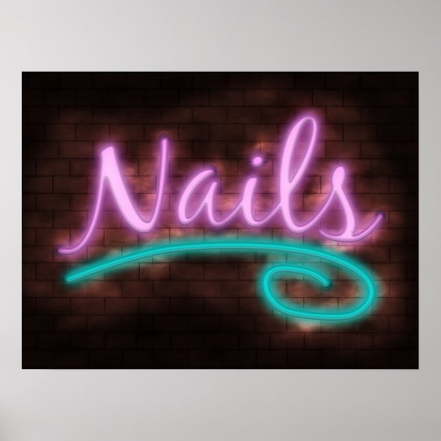 Affiches Panneau Neon Nails (Devant)