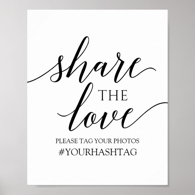 Affiches Panneau Partagez l'amour | Calligraphie romantique (Devant)
