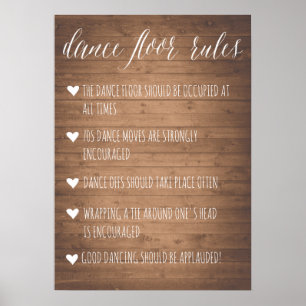 Affiches Panneau Règles du plancher de danse   Symbole rust