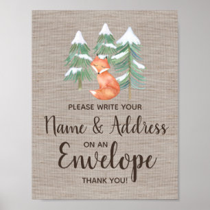 Affiches Panneau Renard de la Forêt d'Hiver Adresser une En