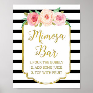 Affiches Panneau Rose Floral Mimosa Bar Signe Or Grandes No