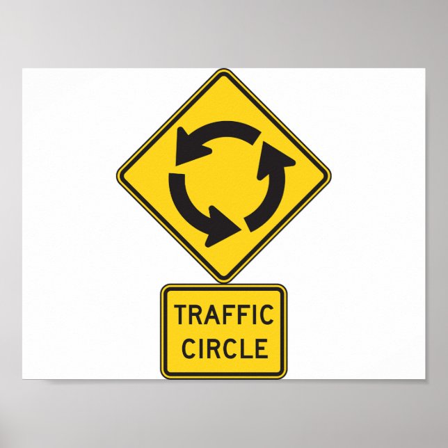 Affiches Panneau routier rond-point jaune diamant (Devant)