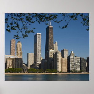 Affiches panorama de Chicago et lac Michigan, rivage du lac