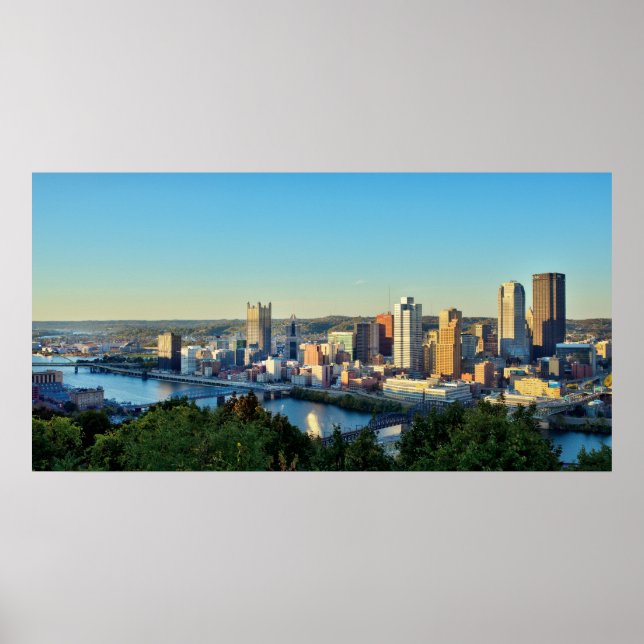 Affiches Panorama du centre-ville de Pittsburg (Devant)