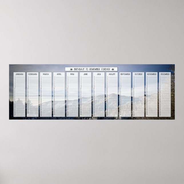 Affiches Panorama enneigé de montagne Calendrier géant d'an (Devant)