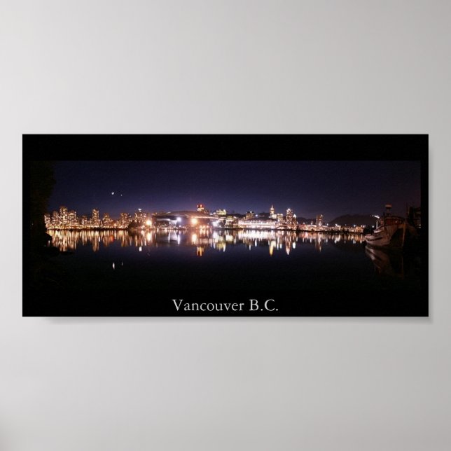 Affiches Panorama nocturne de Vancouver (Devant)