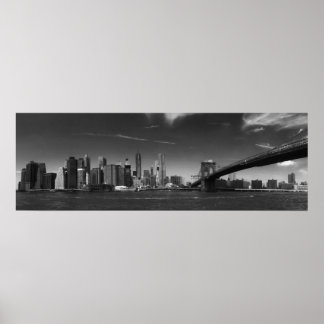 Affiches Panoramique Black White Brooklyn Bridge New York