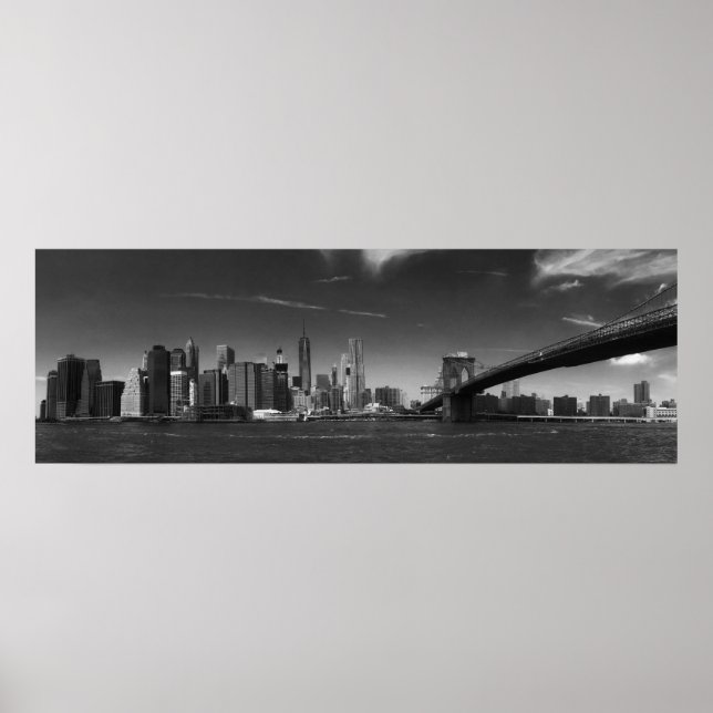 Affiches Panoramique Black White Brooklyn Bridge New York (Devant)