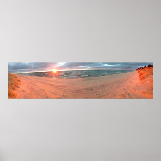 Affiches Panoramique Lake Michigan Sunset (Devant)